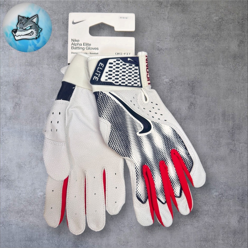 Nike Alpha Elite Batting Gloves UConn Huskies Team Issued Mens Size Large FB4192